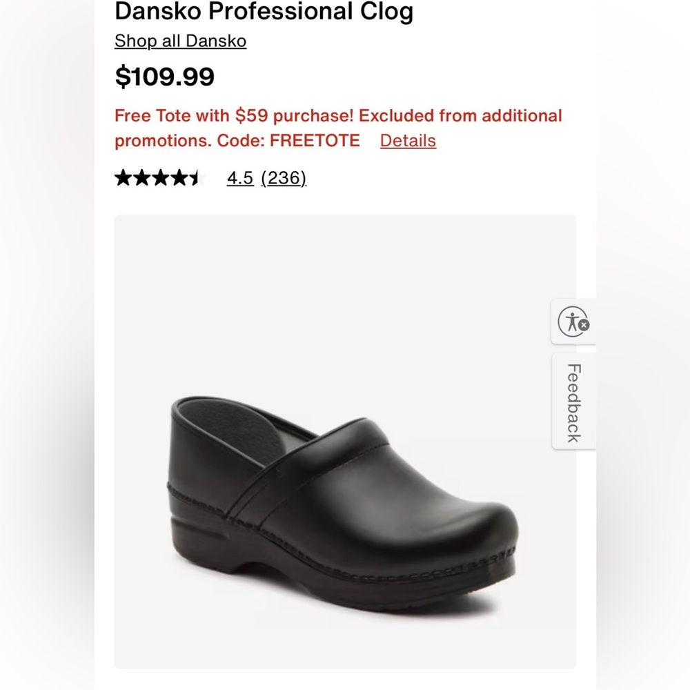 Dansko women’s black leather clog sz 39